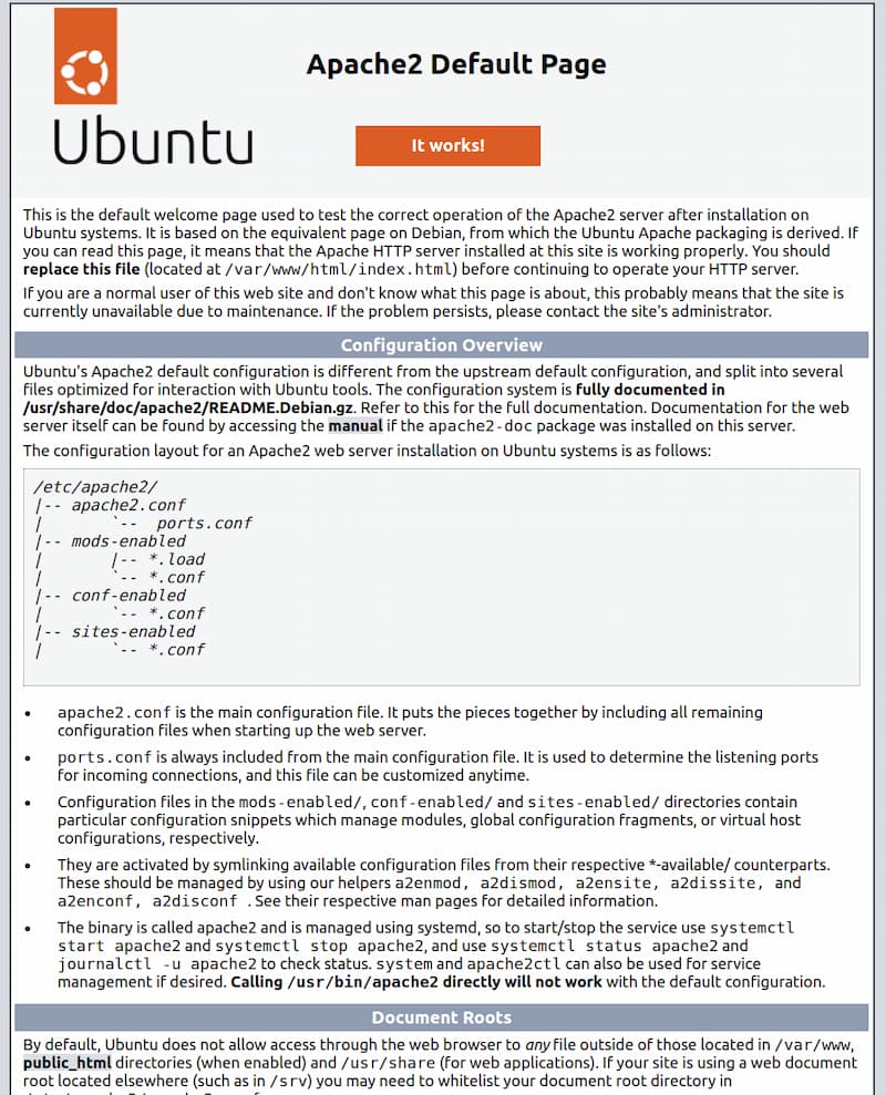 apache2 default page